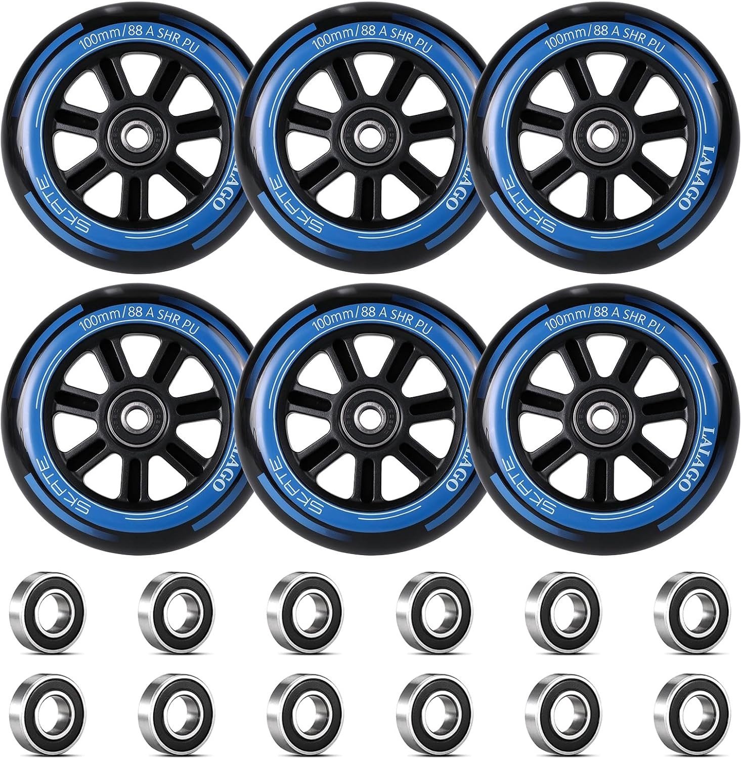 Set van 6 Inline Skate Wielen 100 mm Geschikt voor K2 Hudora Gonex en Apollo Duurzaam en Hoogwaardige Prestaties