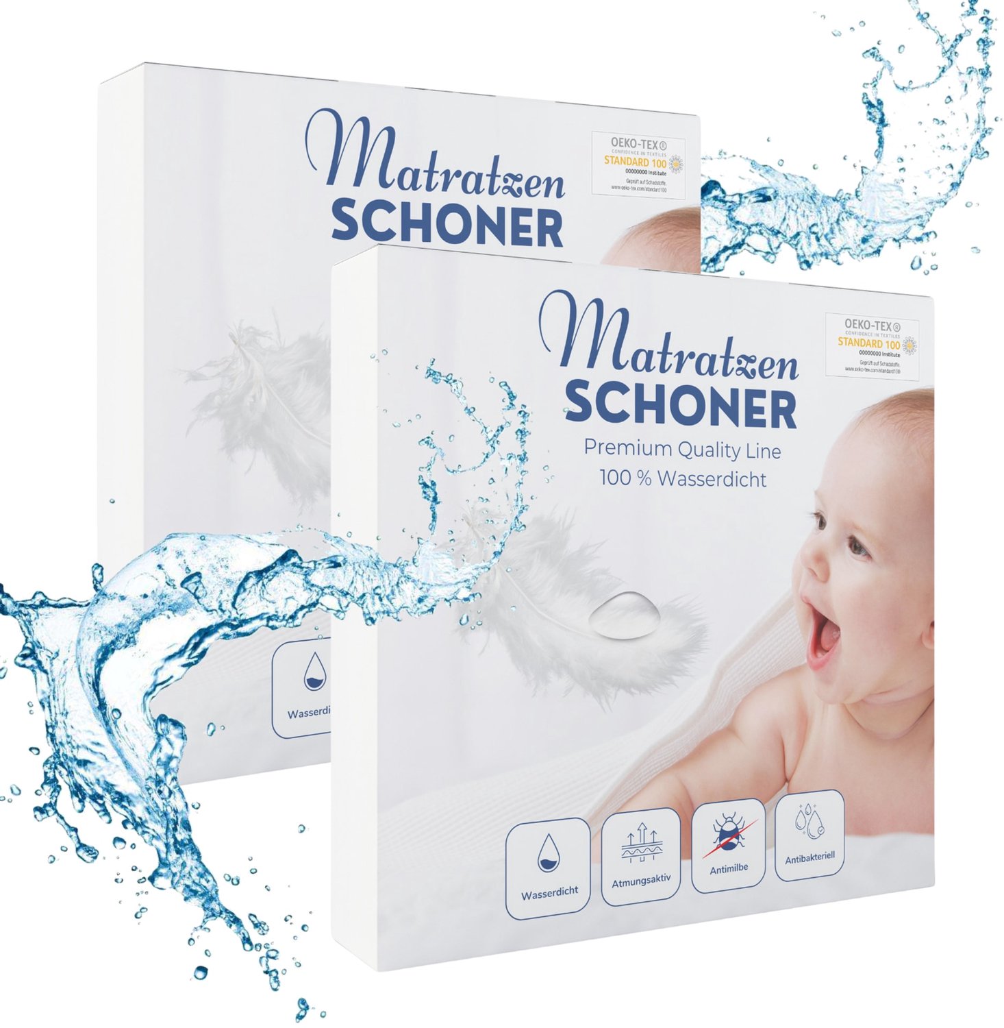 Alavya Home waterdichte matrasbeschermer 90x200 cm - set van 2 Wit