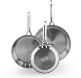 BK Sparkling Koekenpannenset 3-delig - 20/24/28cm - Zonder antikleeflaag - Inductie pannenset - RVS pannenset - Ovenbestendig tot 230°C - Zilver