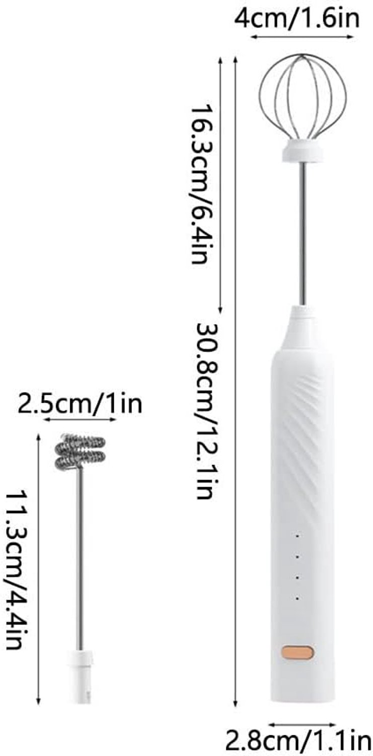 Elektrische garde, mini elektrische handmixer, voedselverzameling cakemixer, draagbare kleine blenders met 3 snelheden, roestvrijstalen deeggarde kneders voor keuken, bakken, koken (wit) — afbeelding 2