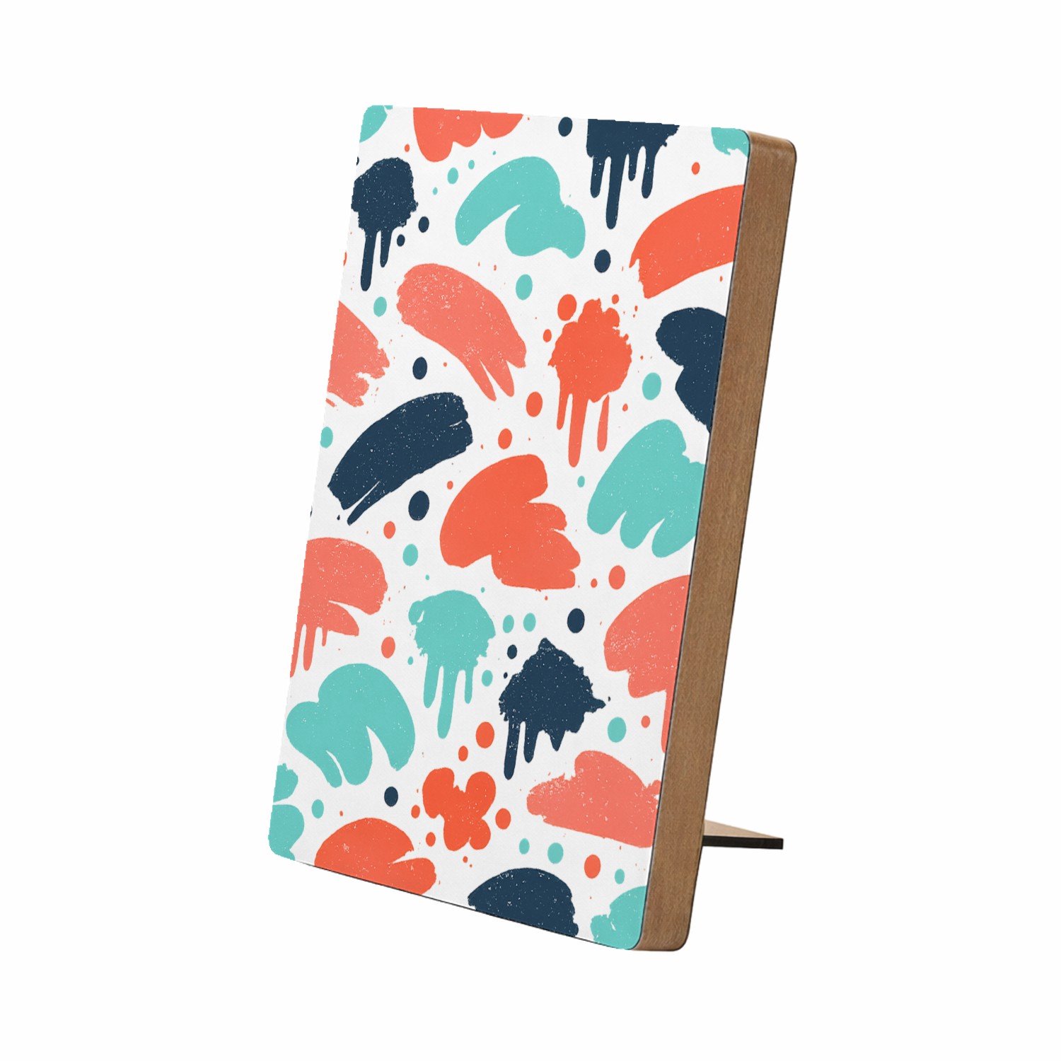 Mr Cadeautjes Glasframe/MDF 12,7 x 17,8 - design Energiek botanisch patroon met verfspatten en losse bladeren | cadeau Wit