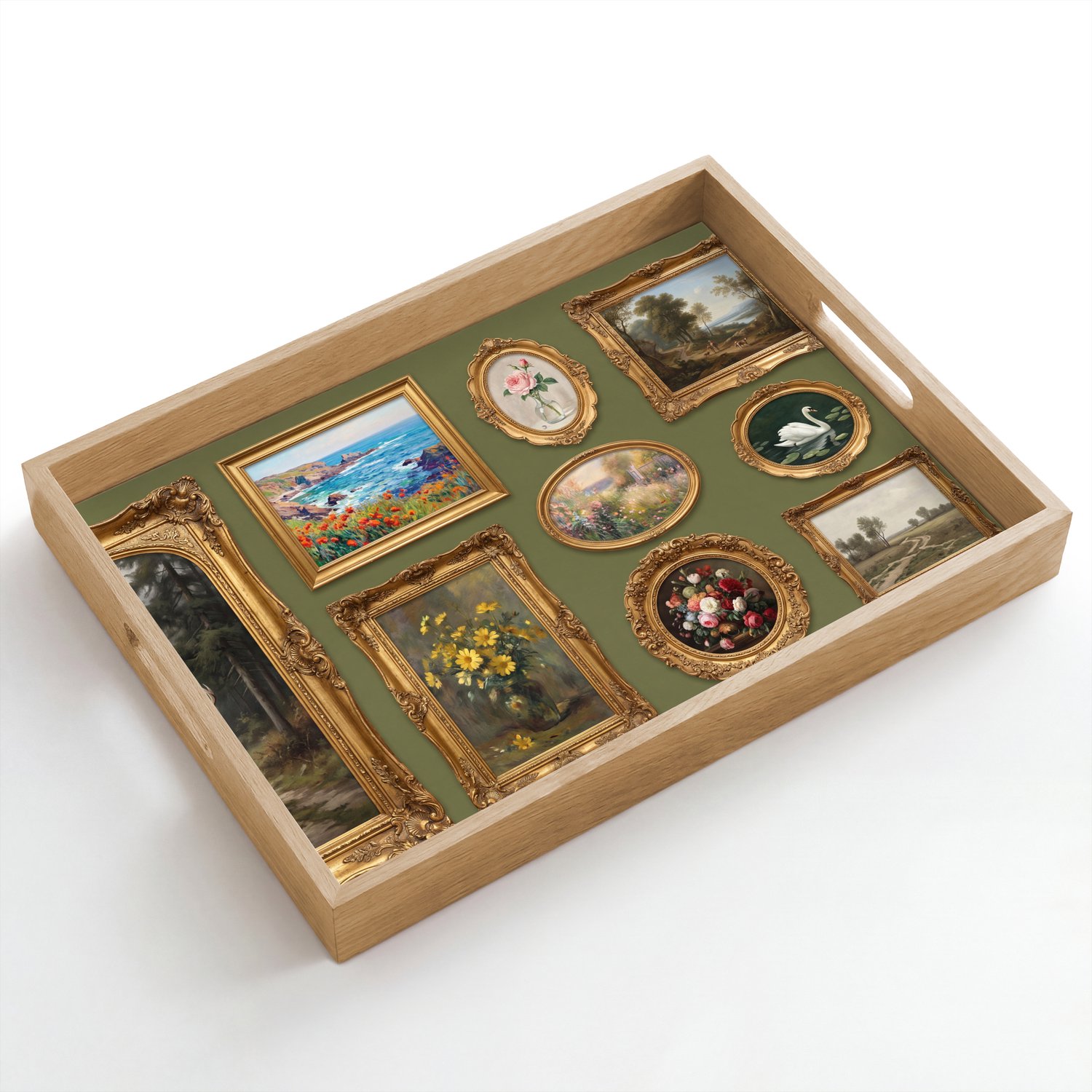 Dienblad hout 50x35 cm - Schootdienblad - Hert - Bos - Natuur - Klassiek - Dieren - Borrelplank rechthoek - Plateau dienbladen
