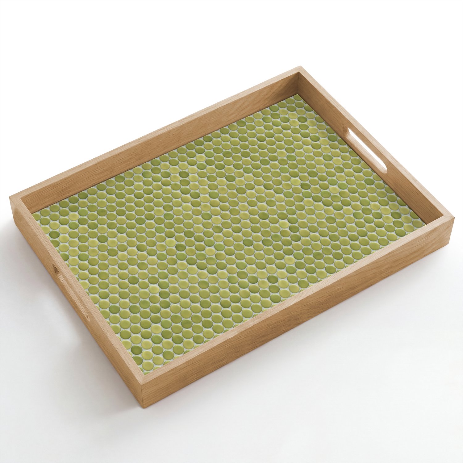 Dienblad hout 50x35 cm - Schootdienblad - Penny - Mozaïek - Olijfgroen - Borrelplank rechthoek - Plateau dienbladen