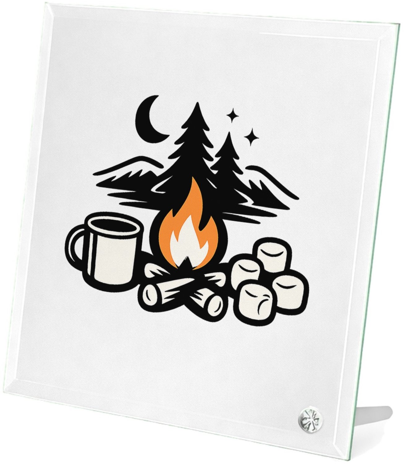 Mr Cadeautjes Glasframe 20 x 20 - design Gezellige herfst-camping quote met warme sfeer en een speels | cadeau Wit