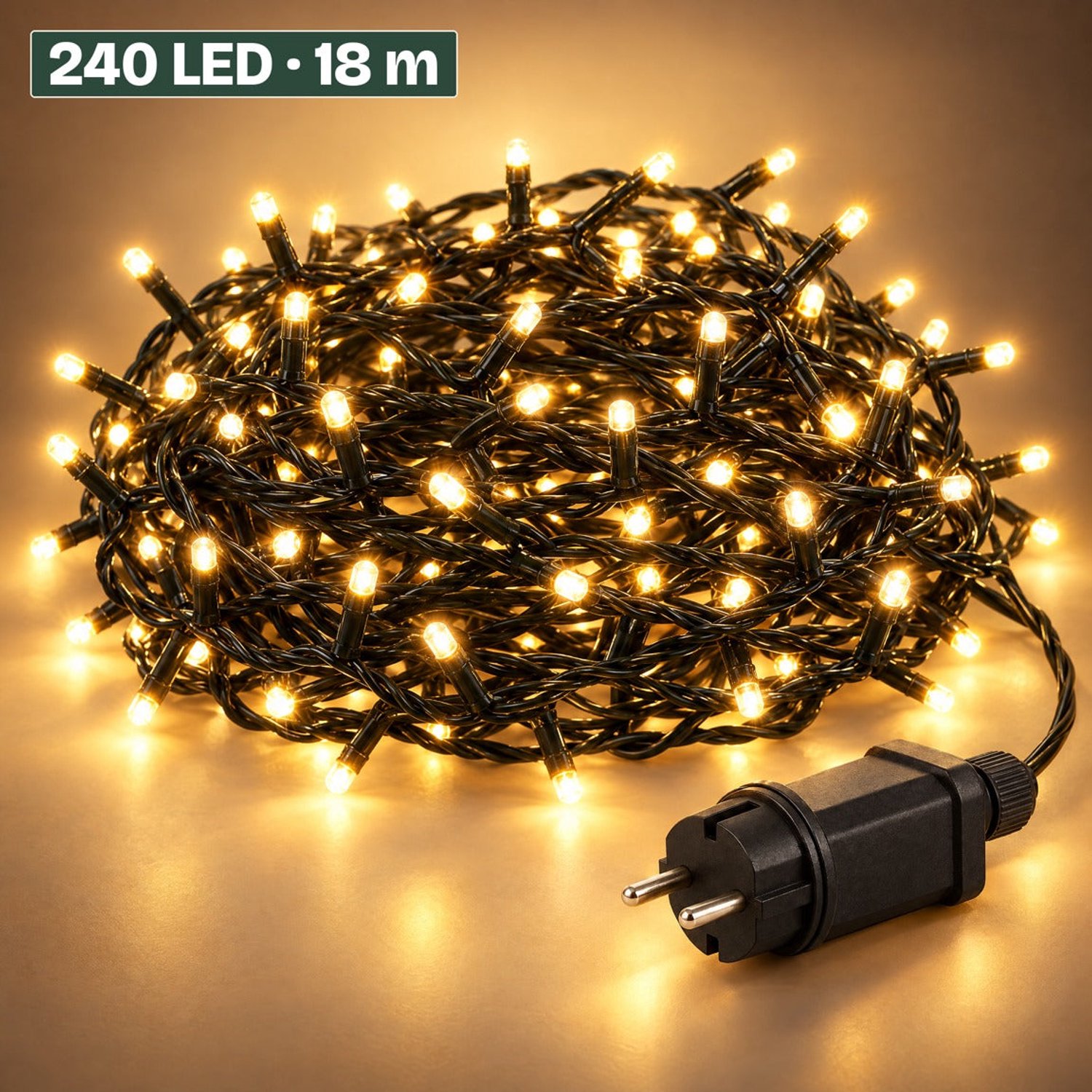 Levano Kerstverlichting Buiten 240 LED 18 m Extra Warm Wit - Lichtsnoer voor Binnen en Buiten - Kerstlampjes met Stekker - Kerstboomverlichting - Lichtslinger - Kerstlichtjes - Lichtketting - Kerstversiering - Timer - Lichtfuncties - Geheugen