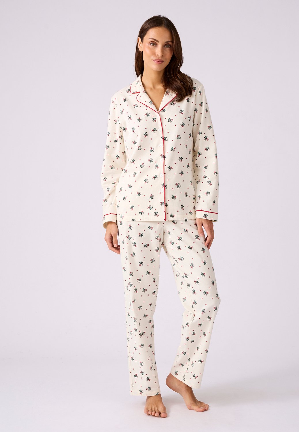 Damart Pyjama van zuivere katoenen flanel - Dames - Groen - 50-52 (XL)