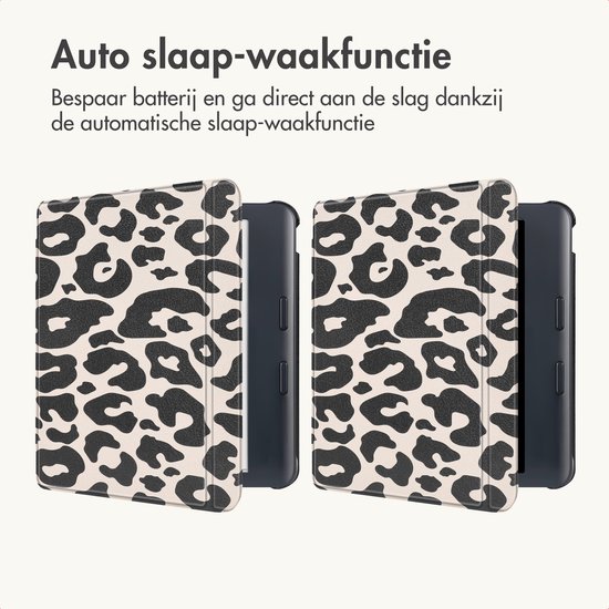 imoshion Ereader Cover / Hoesje Geschikt voor Kobo Libra Colour - imoshion Design Slim Hard Case Sleepcover Bookcase met stand - / Leopard van iMoshion — afbeelding 2