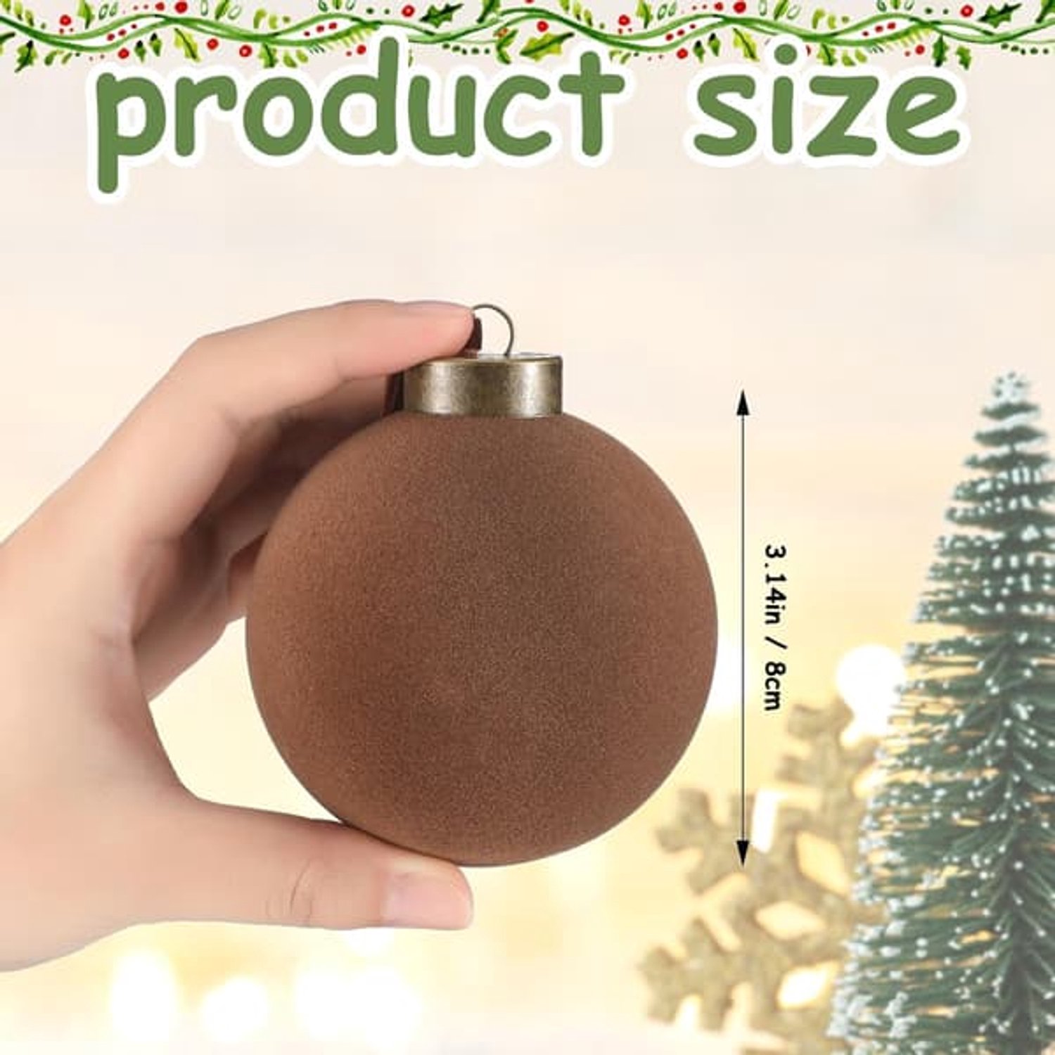 15 fluweelzachte plastic kerstboomballen, bruin, groen, beige, bulkverpakking - Kerstversiering - Kerstboomversieringen – foto 2