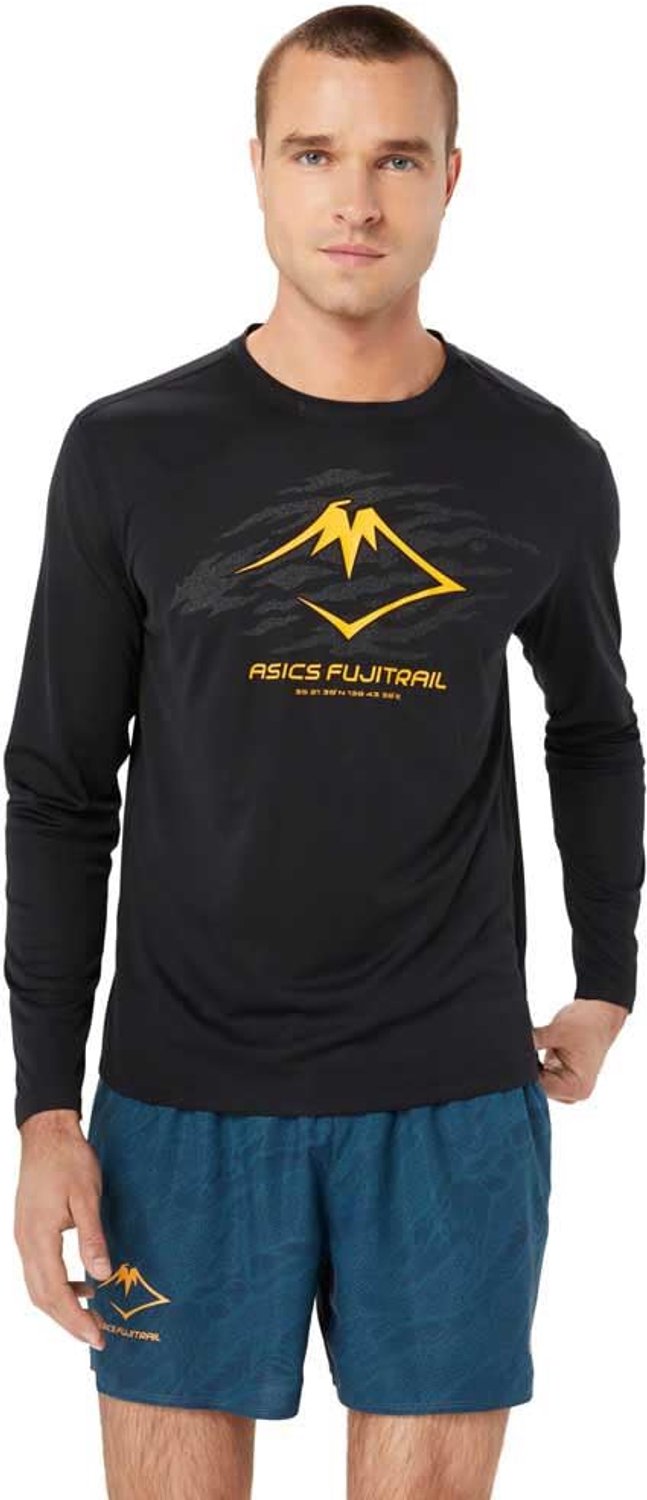 Asics FUJITRAIL LOGO LS TOP Hardloopshirt Performance /Carbon/Fellow Zwart