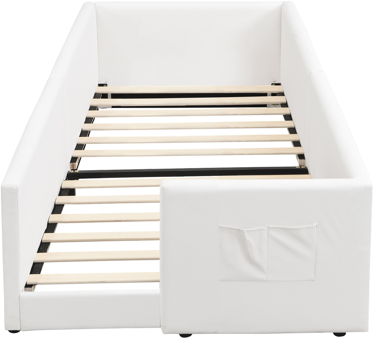 MODENUIT Kinderbed – 90 x 200 cm – Laag Met Zacht Gestoffeerde Zijden – Hout En Stof – Wit – Zijvak