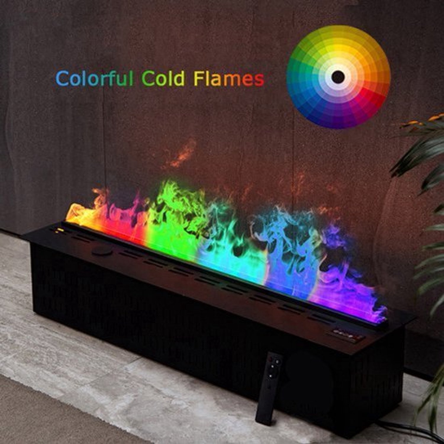 Inbouw Waterdamphaard APP Control - 800mm Breedte - 280W Vermogen - LED Lichtbron - Binnengebruik - Elektrische Open Haard