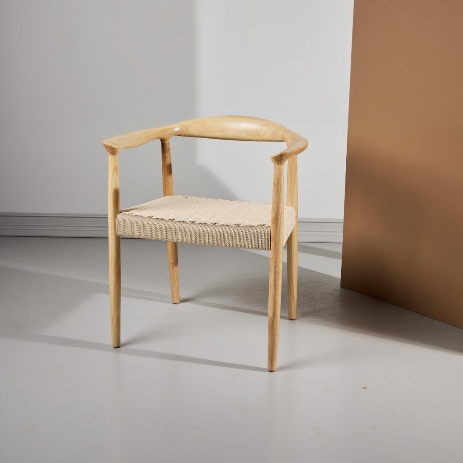 Svea López eetkamerstoel - rubberhout en touw Naturel