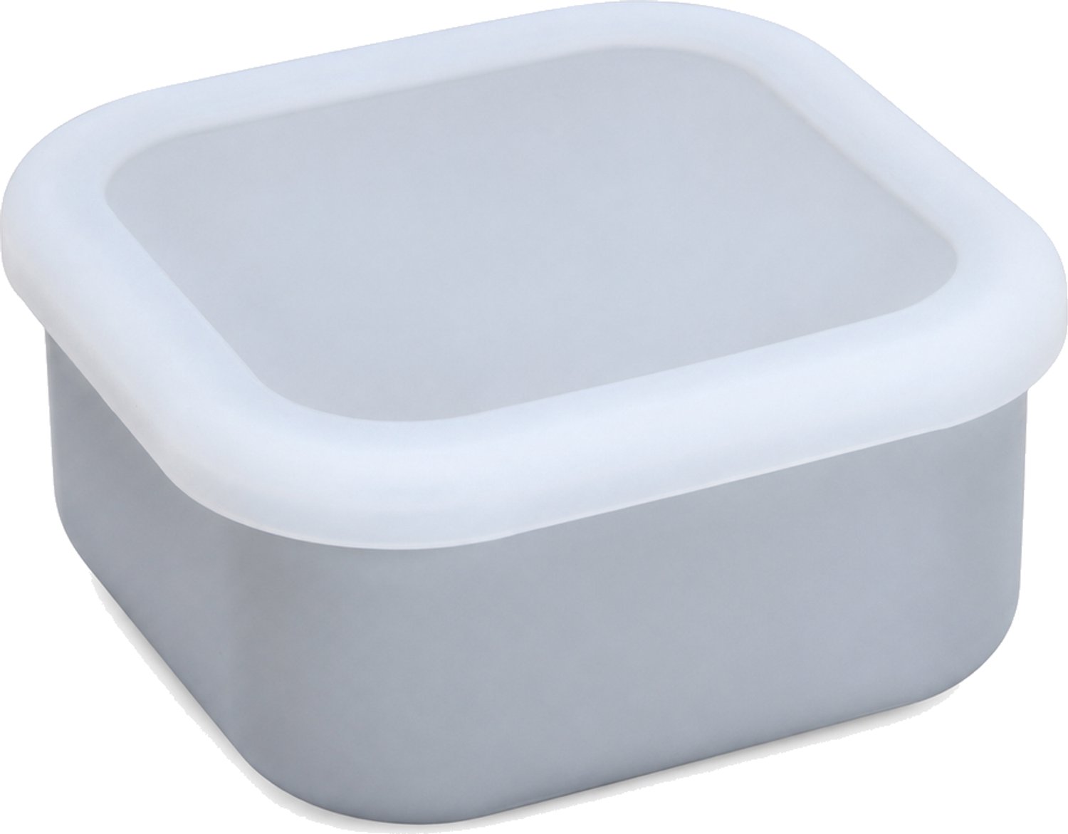 Broodtrommel 600 ml, vierkant model met grijze box en doorschijnend deksel
