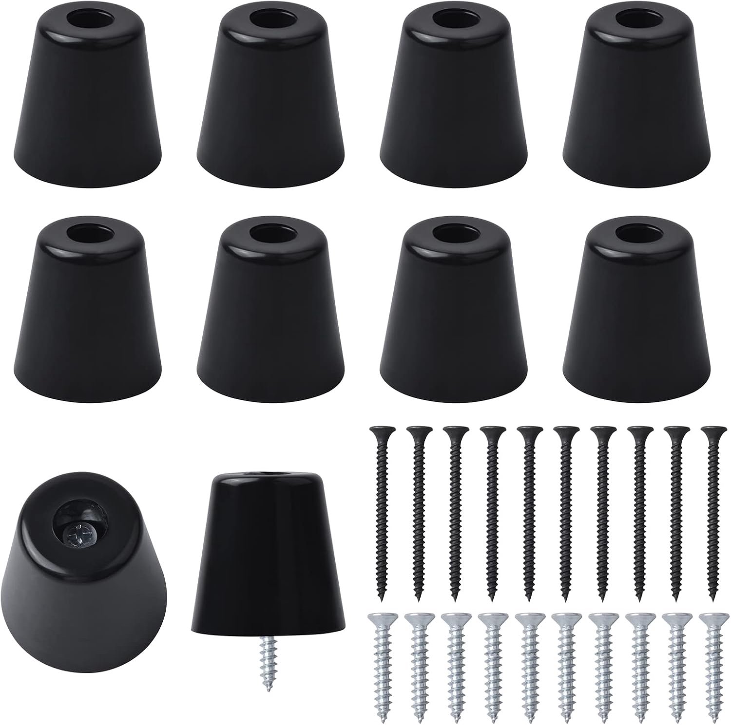 Rubberen voetjes 10 stuks - zwarte rubberen pads met schroeven - robuust materiaal - perfect voor meubels - ShopVlot