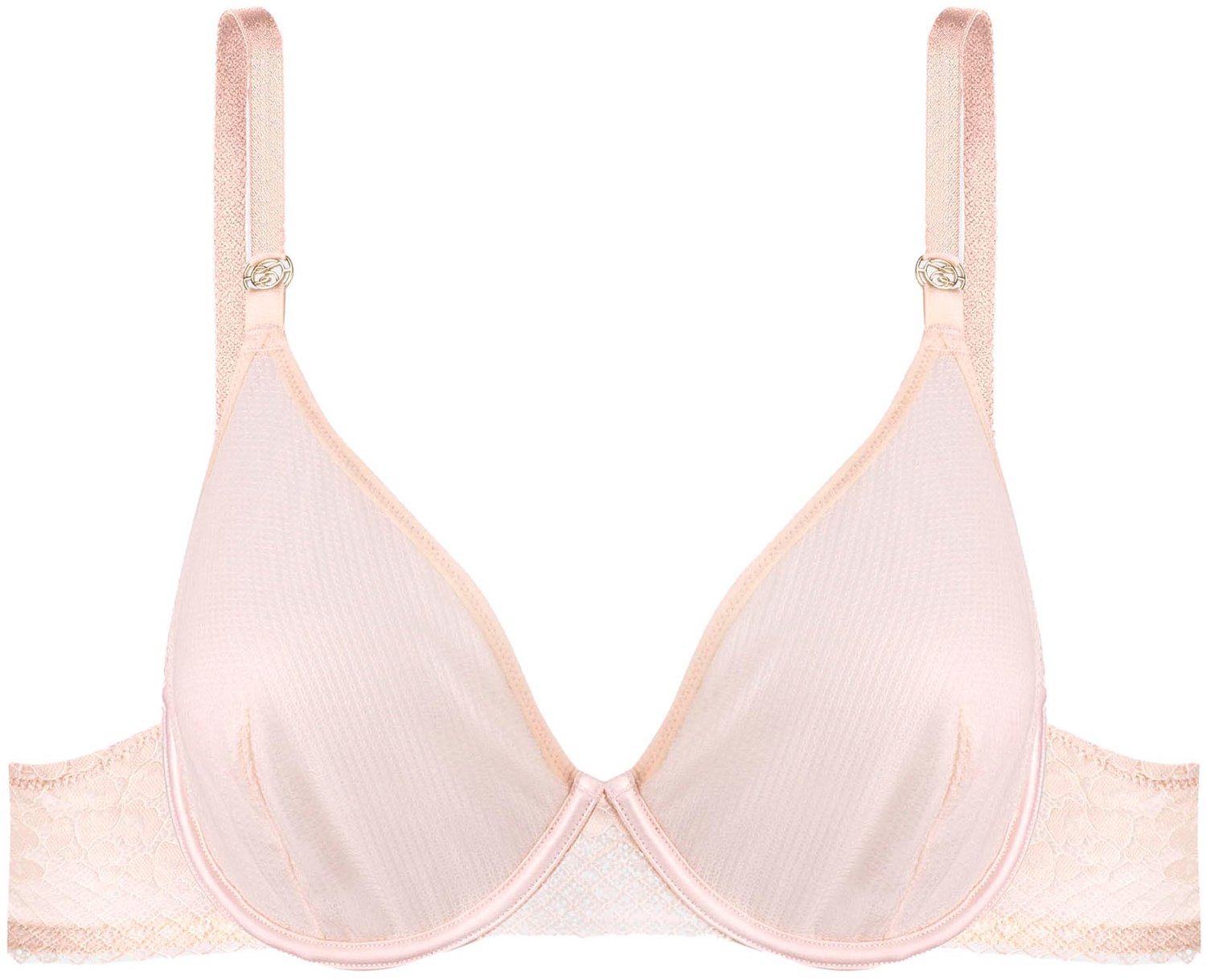 ESOTIQ Nickita - Zachte beha - 70C - Fijne geometrische kant - Brede schouderbanden Beige