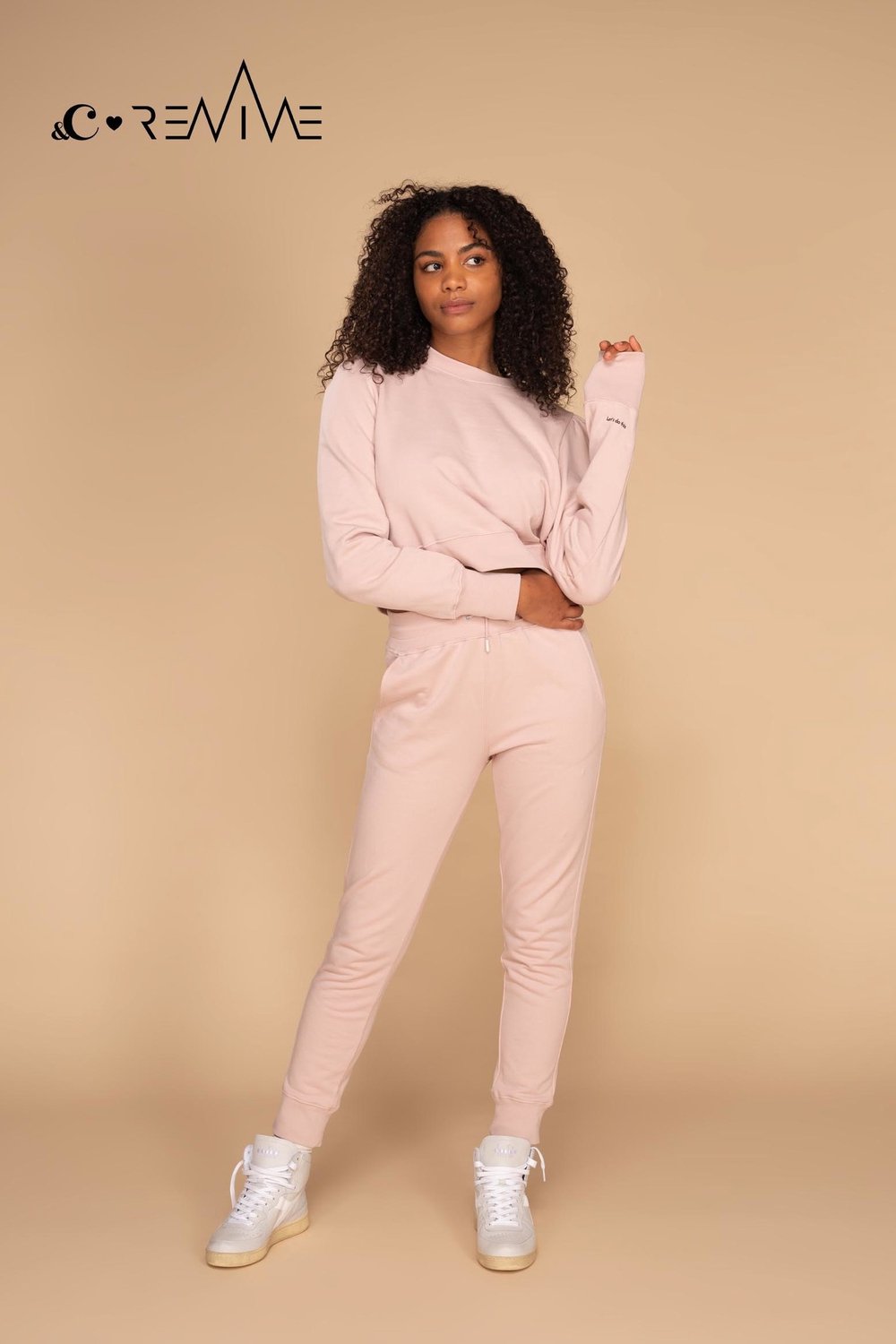 REVIVE x &C - Joggingbroek Dames - Long Length, Biologisch Katoen - Blush Pink - Maat XS