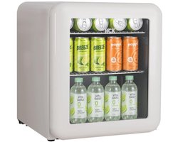 Mini Koelkast Glazen Deur - 46 Liter Inhoud - Digitale Temperatuurregeling - Crème Geel - Compacte Drankenkoelkast