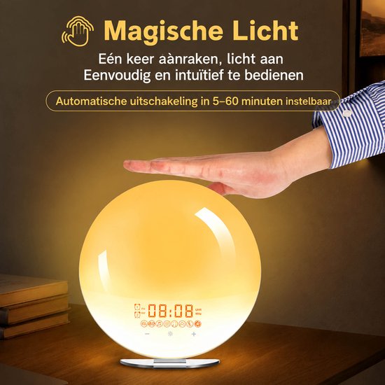 NAXSIR - wake up light - wekker met licht - zonsopgang simulatie - fm radio - slaapgeluiden - nachtlamp van NAXSIR — afbeelding 3