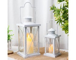 Set van 2 Rustieke Metalen Kaarslantaarns Decoratief