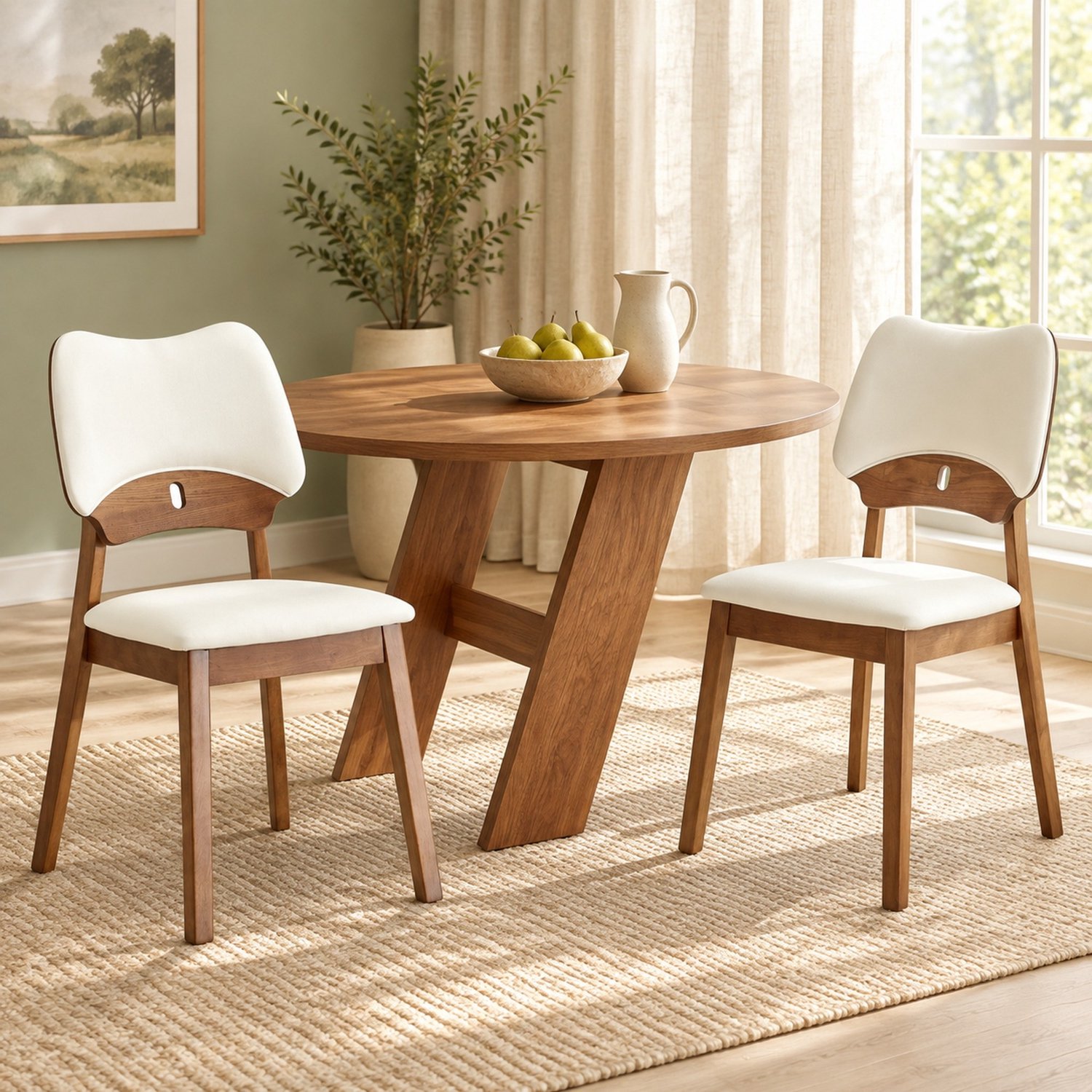 CHICFURN Eetkamerstoel - Gepolsterde zitting - Vlinderrugleuning - Wit