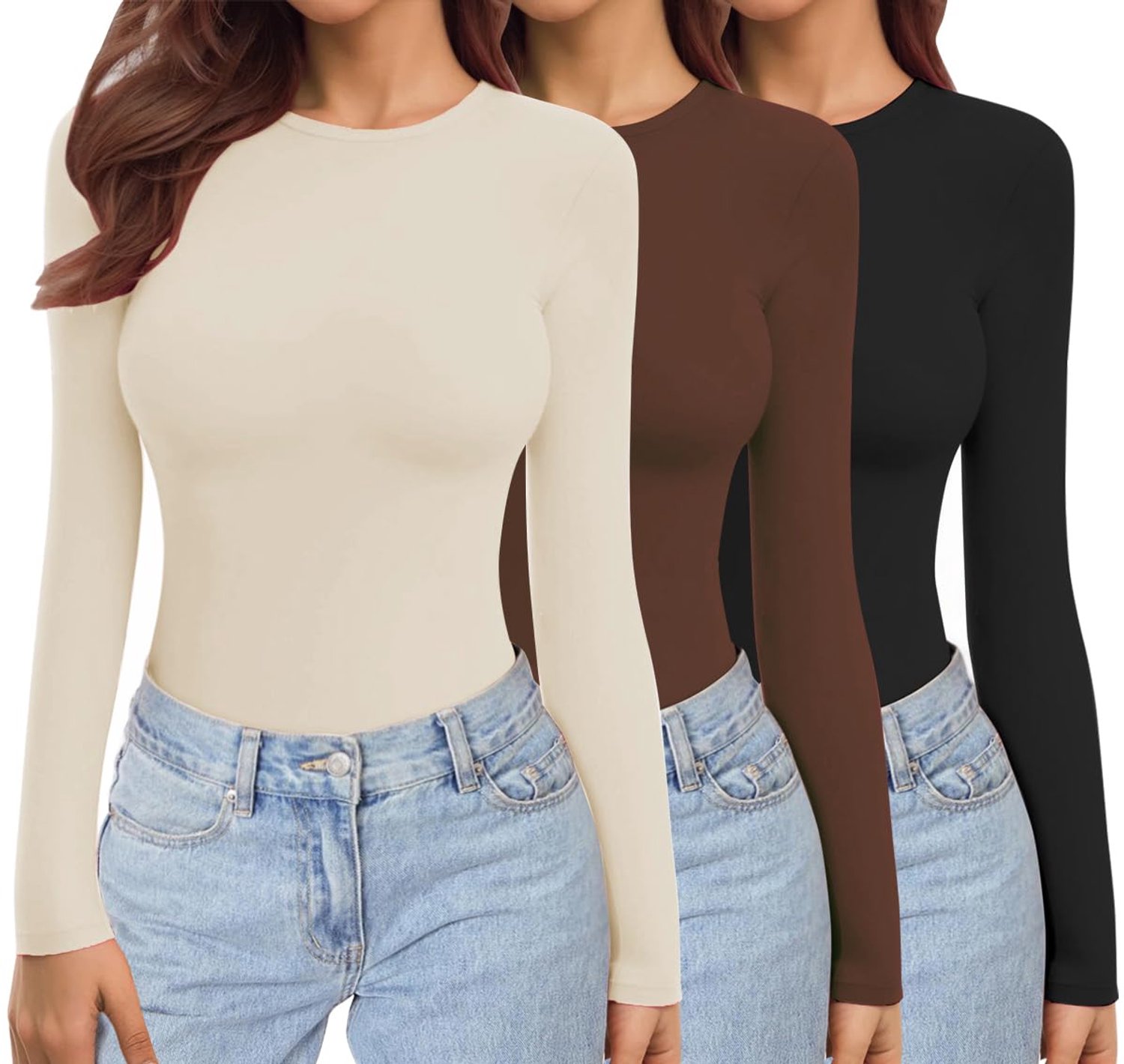 Thermo Shirts Dames 3 Stuks - Lange Mouwen - Warme en Zachte Thermoshirts - Slim Fit - Basis Ondergoed voor de Winter