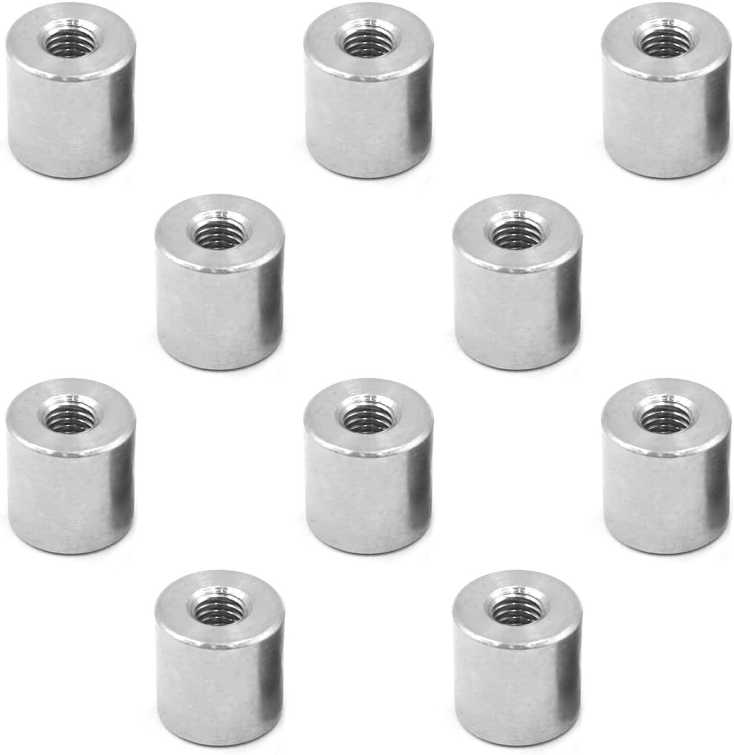 Cilindrische moer M5 - 12x12mm - roestvrij staal - sterke bevestiging - 10 stuks - m-winkel