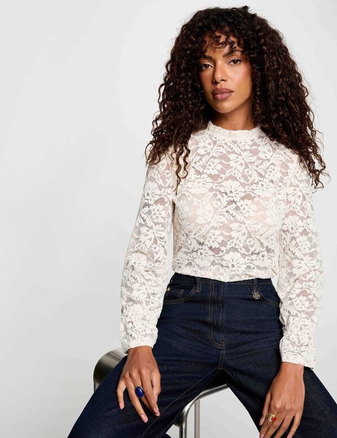 Morgan - Top van kant met hoge hals 262-TSOFT Ivoor - Maat : XL