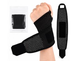 Geweo Polsbrace Links en Rechts - Verstelbare Polsbandage One Size - Ademend Mesh Polssteun voor Carpaal Tunnel Syndroom, RSI, Sport en Werk - Zwart