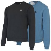 2-Pack Donnay - Fleece sweater ronde hals (Dean) - Sporttrui - Heren - Black/Denim blue (659) - maat XXL