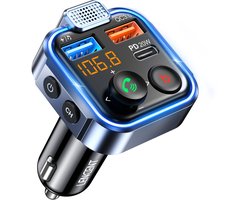 Bluetooth 5.3 FM-zender voor in de auto, radio-audioadapter, QC3.0 draadloze MP3-kit, 2 USB-poorten en 1 Type-C