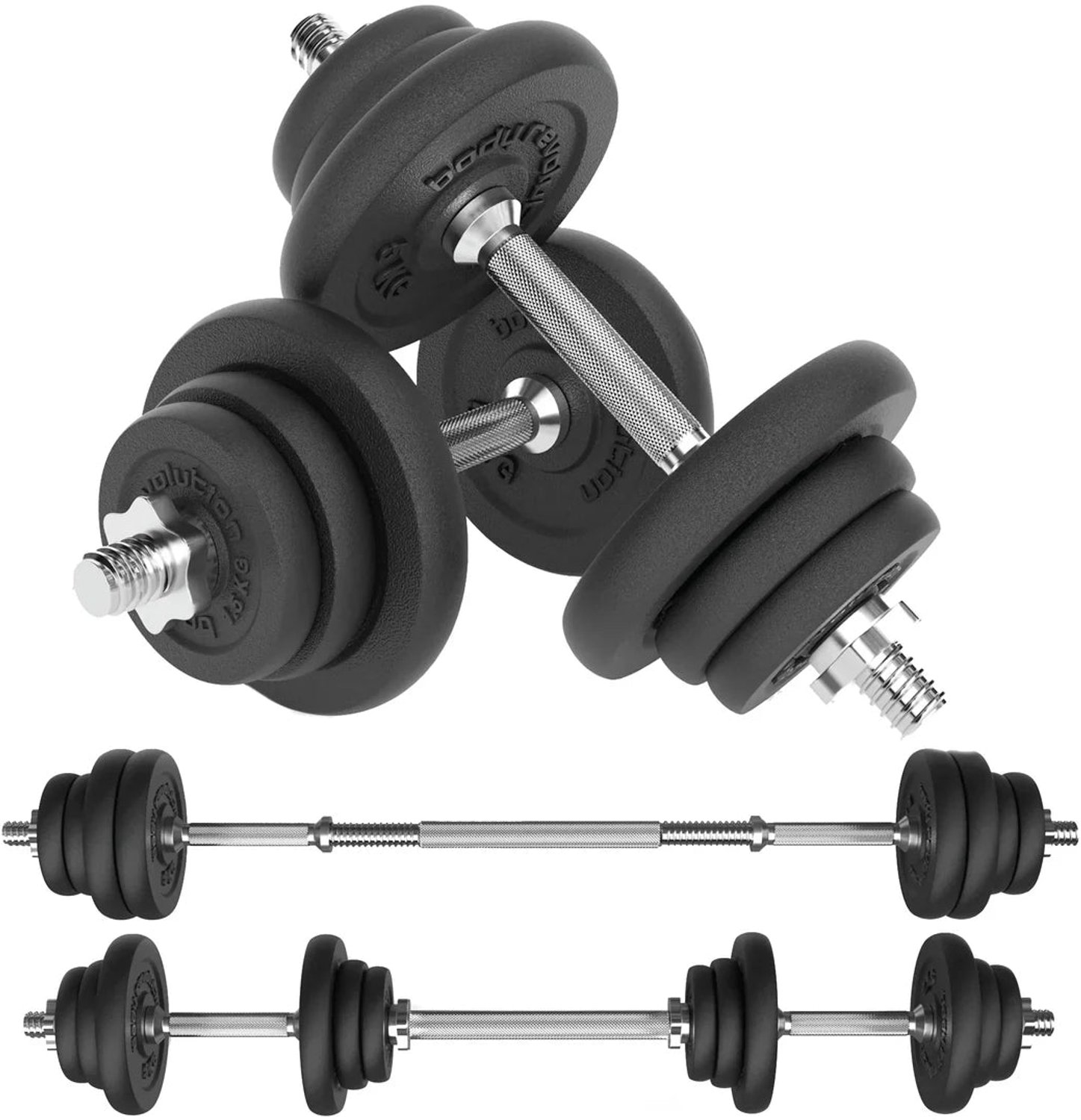 Body Revolution halterset - 30 kg - halterschijven & dumbbellstangen - gietijzer