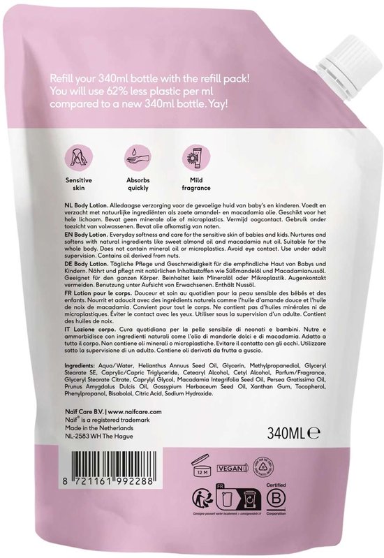 Verzachtende Bodylotion Navulverpakking voor Baby & Kids 340ml van Naïf — afbeelding 5