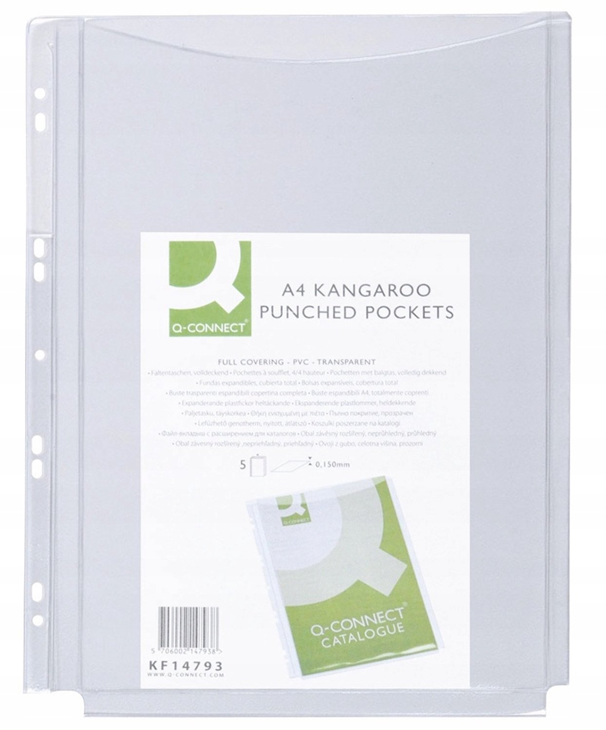 Q-connect PVC A4 150micr. insteekhoezen, 5 stuks