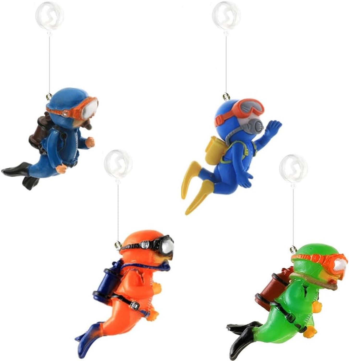Leuke Drijvende Decoratie voor Aquarium met 4 Stukjes Duikers - Creatieve Accessoires voor Vissen in 3 Kleuren