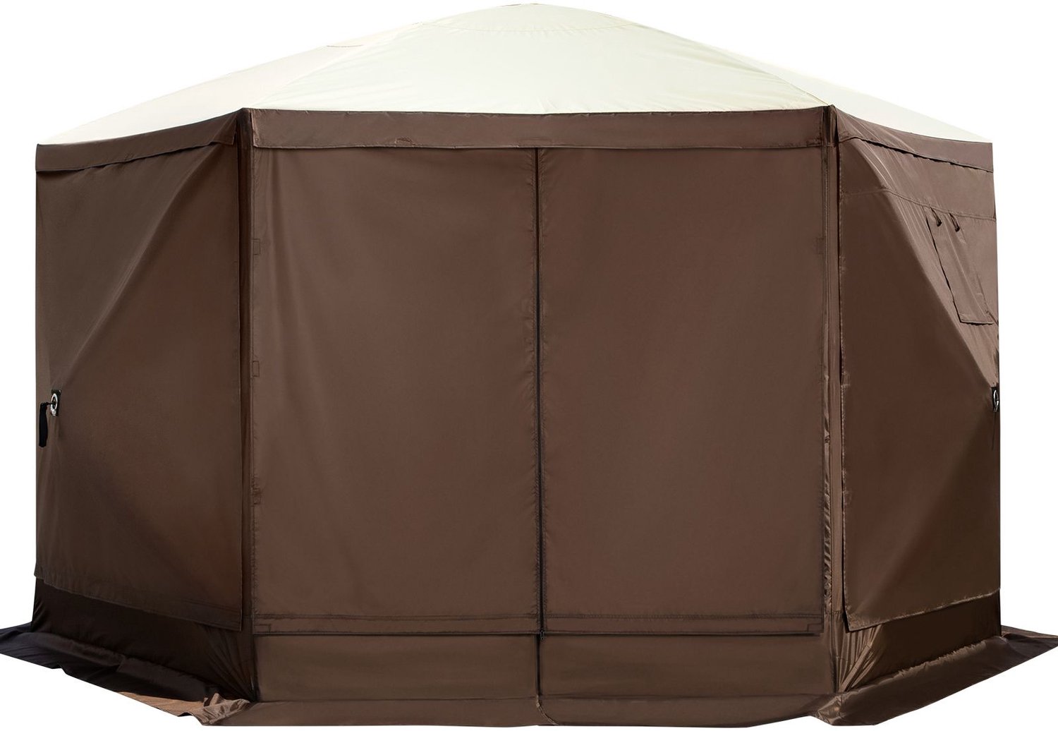 Gazebo schermtent- 3-6 x 3-6 meter- 6-zijdige pop-up campingtent met gaasramen- draagtas- grondpinnen- grote schaduwtent voor kamperen- gazon en achtertuin