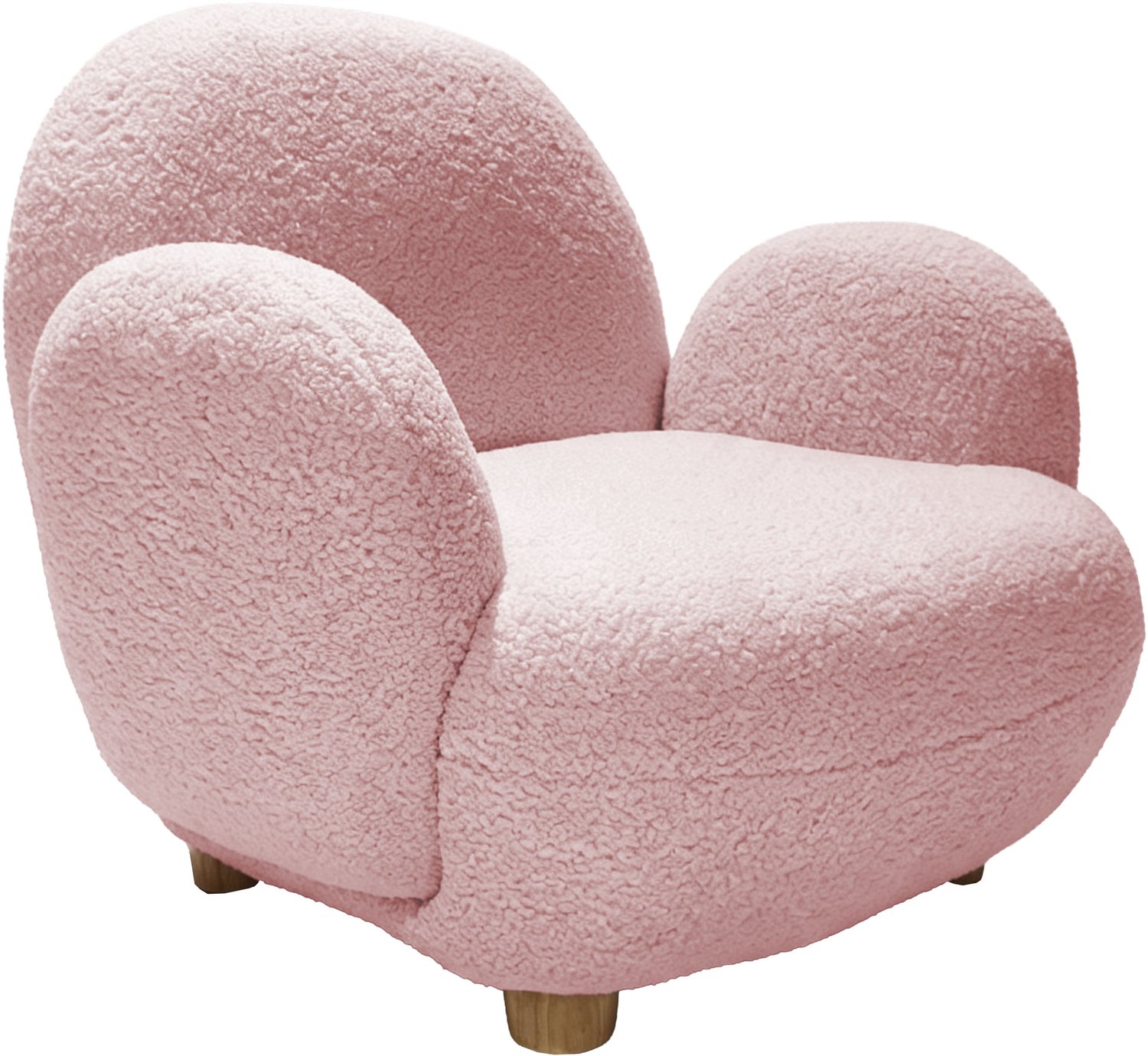 Sunny Bini Kinderfauteuil Teddy Roze – 55 x 66 x 54 cm – Kinderstoel vanaf 3 jaar – Gestoffeerde Fauteuil voor Kinderkamer en Speelkamer – Houten Frame – Max. 100 kg – Peuterstoeltje voor Binnen