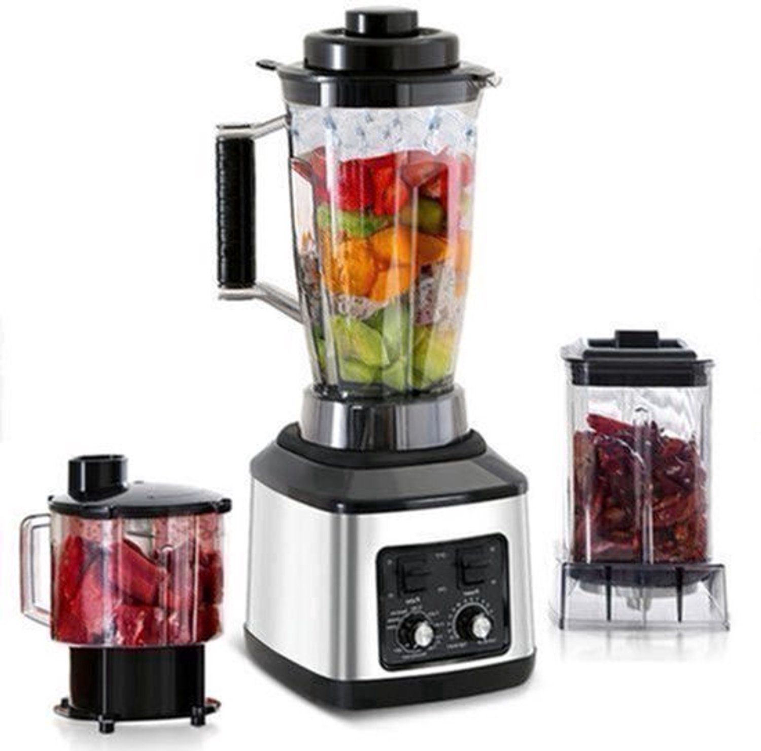 Multifunctionele Keukenmachine – Blender – Food Processor – Sapmaker – IJscrusher – Grote Inhoud 3L+1,5L+0,5L – Krachtige 9500W Motor – Stille Frequentie Technologie