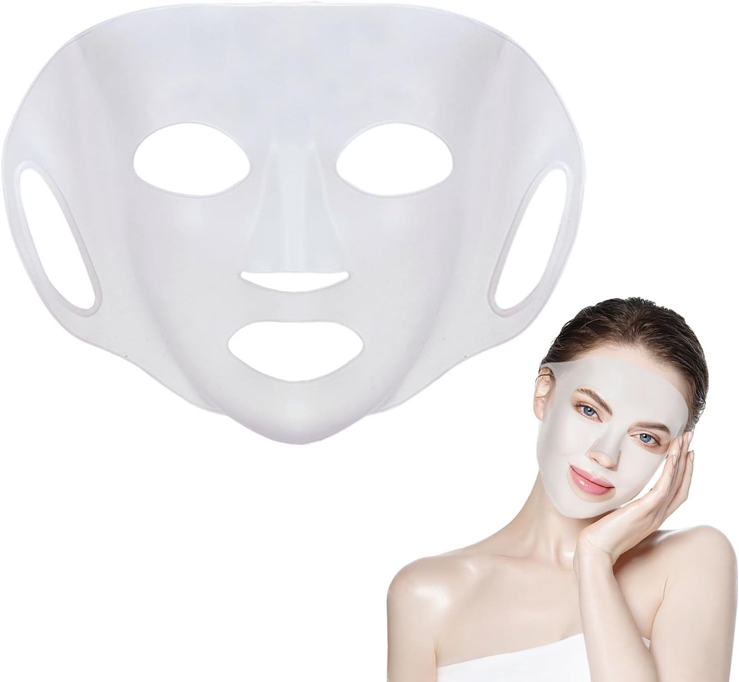 Siliconen Gezichtsmasker Cover - Wit - 29 x 22 cm - Herbruikbaar en Aanpasbaar - Voor Comfortabel Gebruik