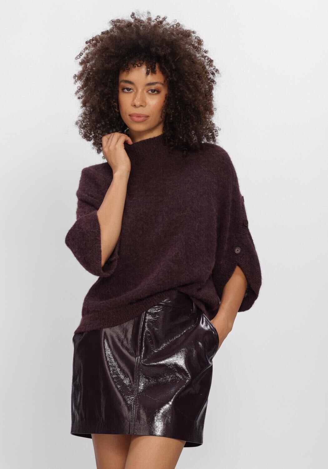 DANTE6 Mahani Cape Sweater Dames - Sweater - Hoodie - Bordeaux - Maat M