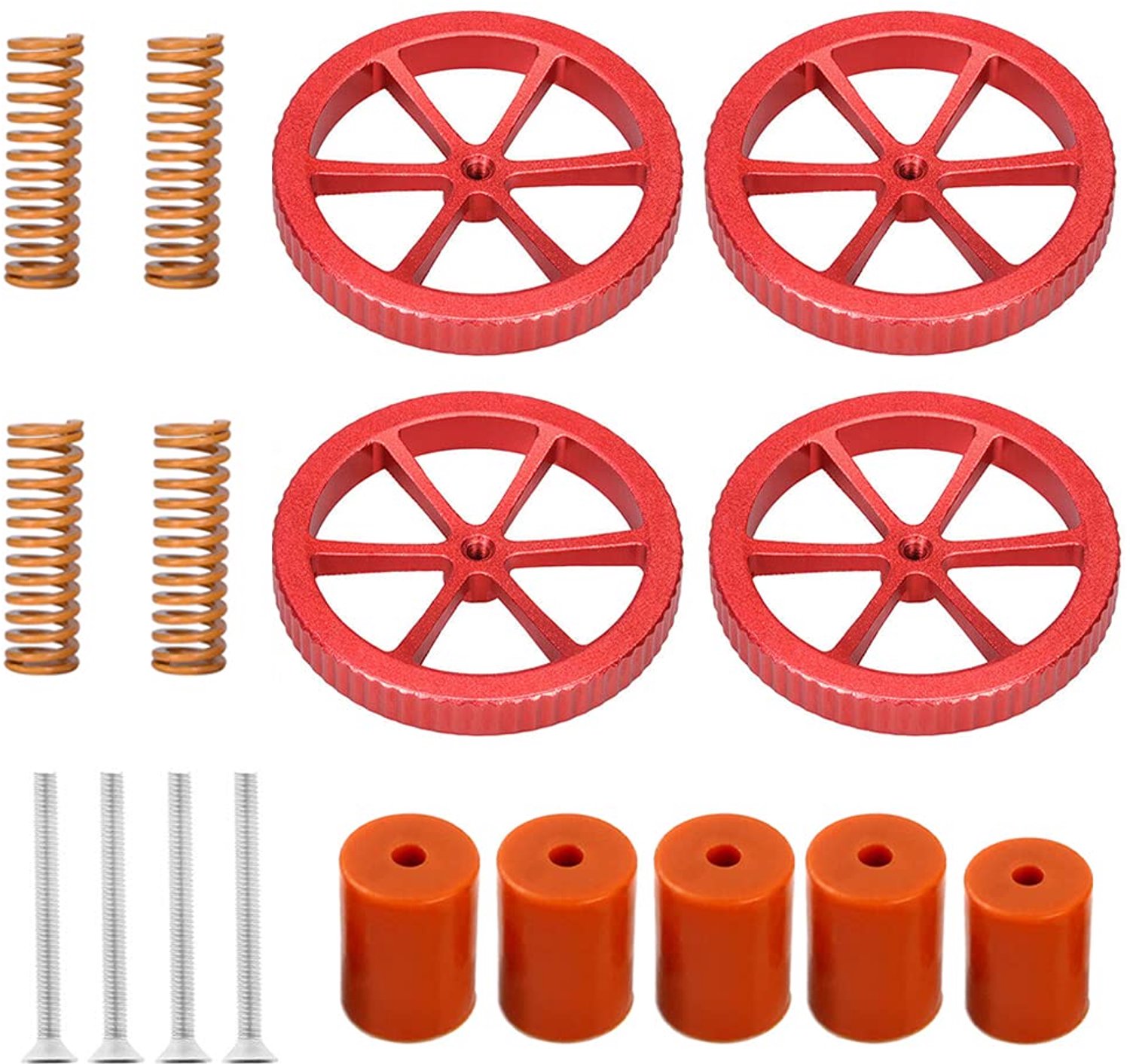 Upgrade Ender 3 veerset Springs Kit,4Pcs Hand Twist Leveling Nut +4 Pcs Hot Bed Die Springs +5 Pcs Silicone Leveling - ShopVlot