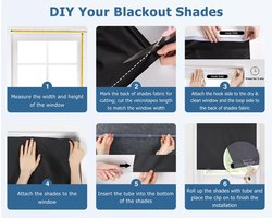 LazBlinds 100% verduisterende rolgordijnen, zonder gereedschap, zonder boren, draadloze jaloezieën voor ramen - ShopVlot