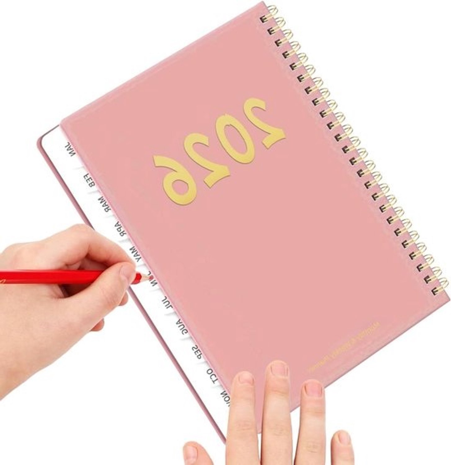 Kalenderplanner 2026 - Weekplanner Jaarplanner - Planning Maken - Spiraalgebonden Lay-out - 21x15cm - Roze