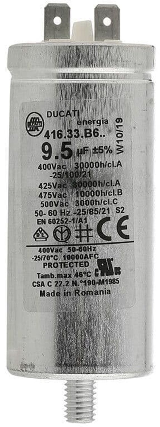Permanente condensator 9,5 µF - 400 V AC - Aluminium - Betrouwbare elektrische prestaties - ShopVlot