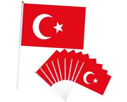 YAAVAAW 10 stuks mini-handvlag uit Turkije, kleine Turkse vlaggen, personaliseerbaar, mat, met kunststof stelen, voor Oktoberfest sportevenementen, de