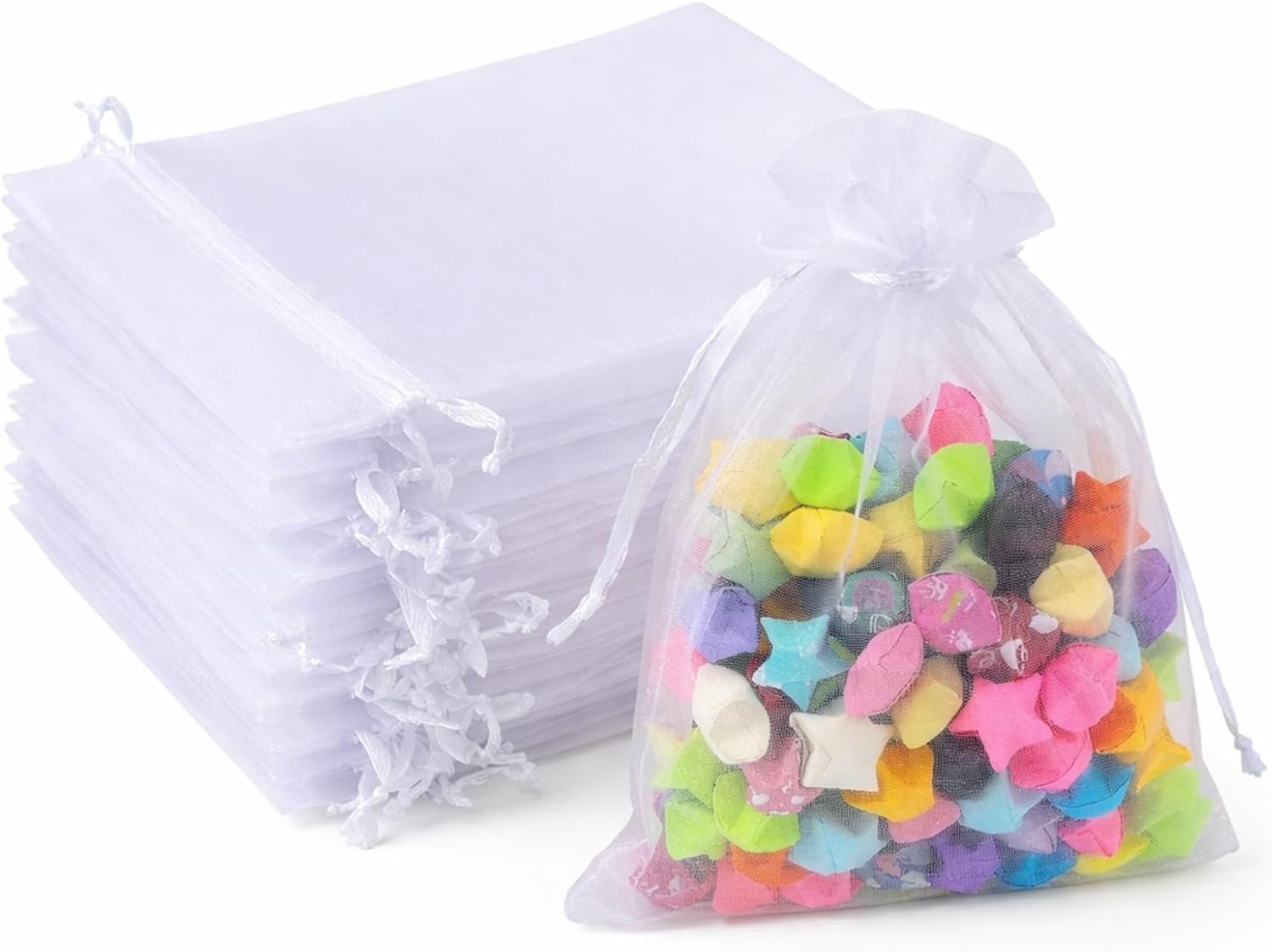 Organzazakjes - Transparant - 10 x 15 cm - Geschenkzakjes van Organza met Trekkoord - Voor Bruiloften en Geschenken