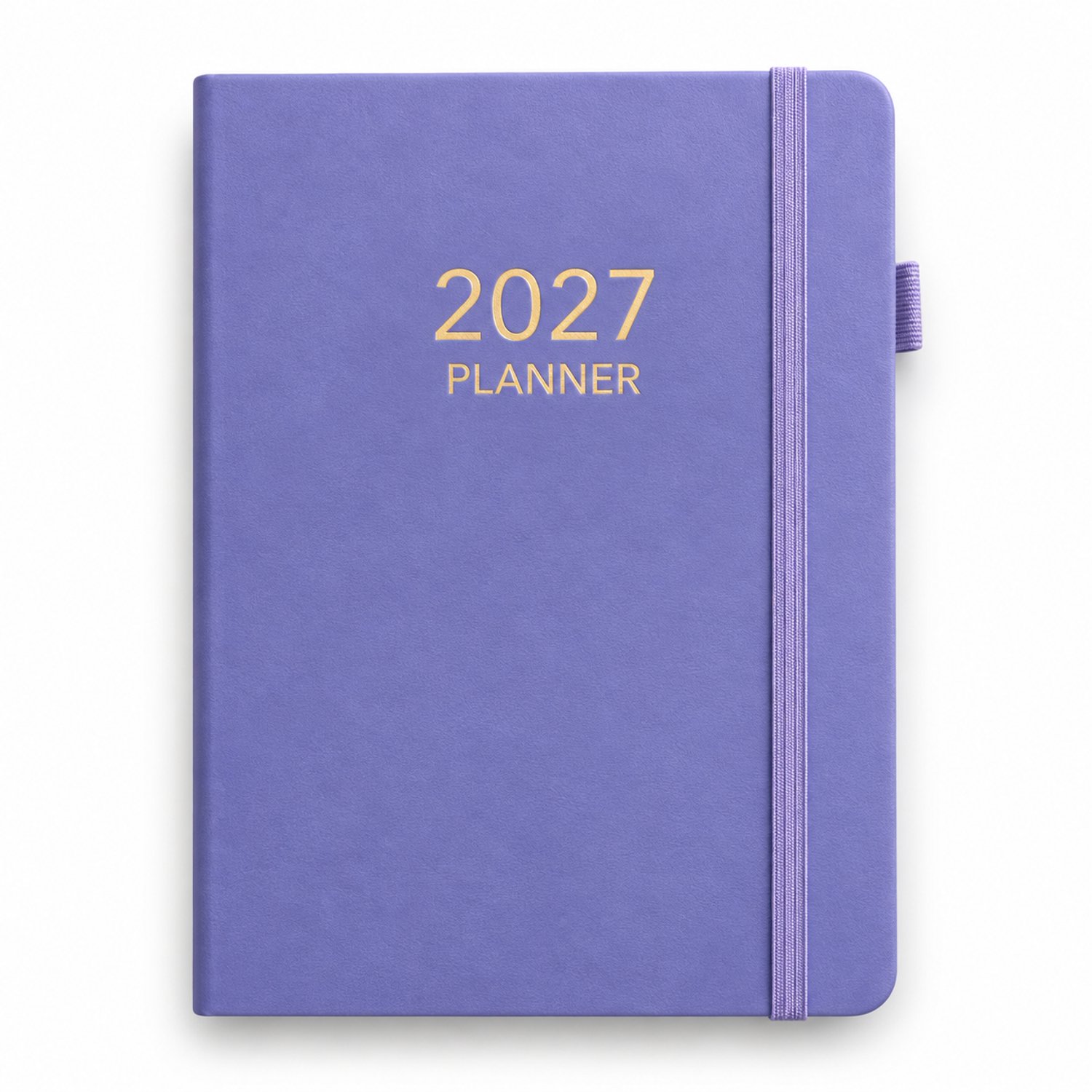 Dagagenda 2027 A5 – 1 dag per pagina – Met elastieksluiting en Harde Kaft – Violet