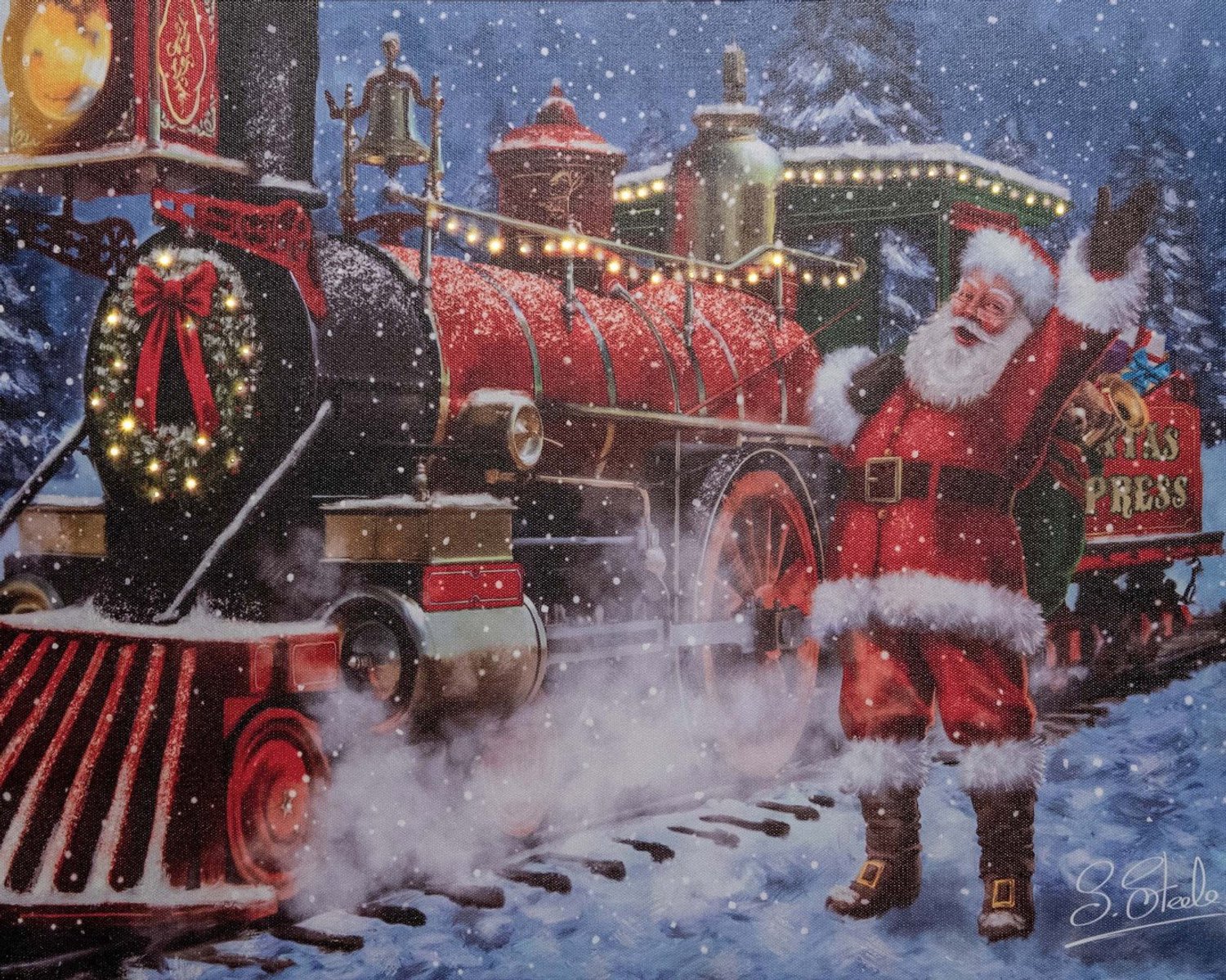 Canvas kerst trein led 48x38 cm Anna's Collection