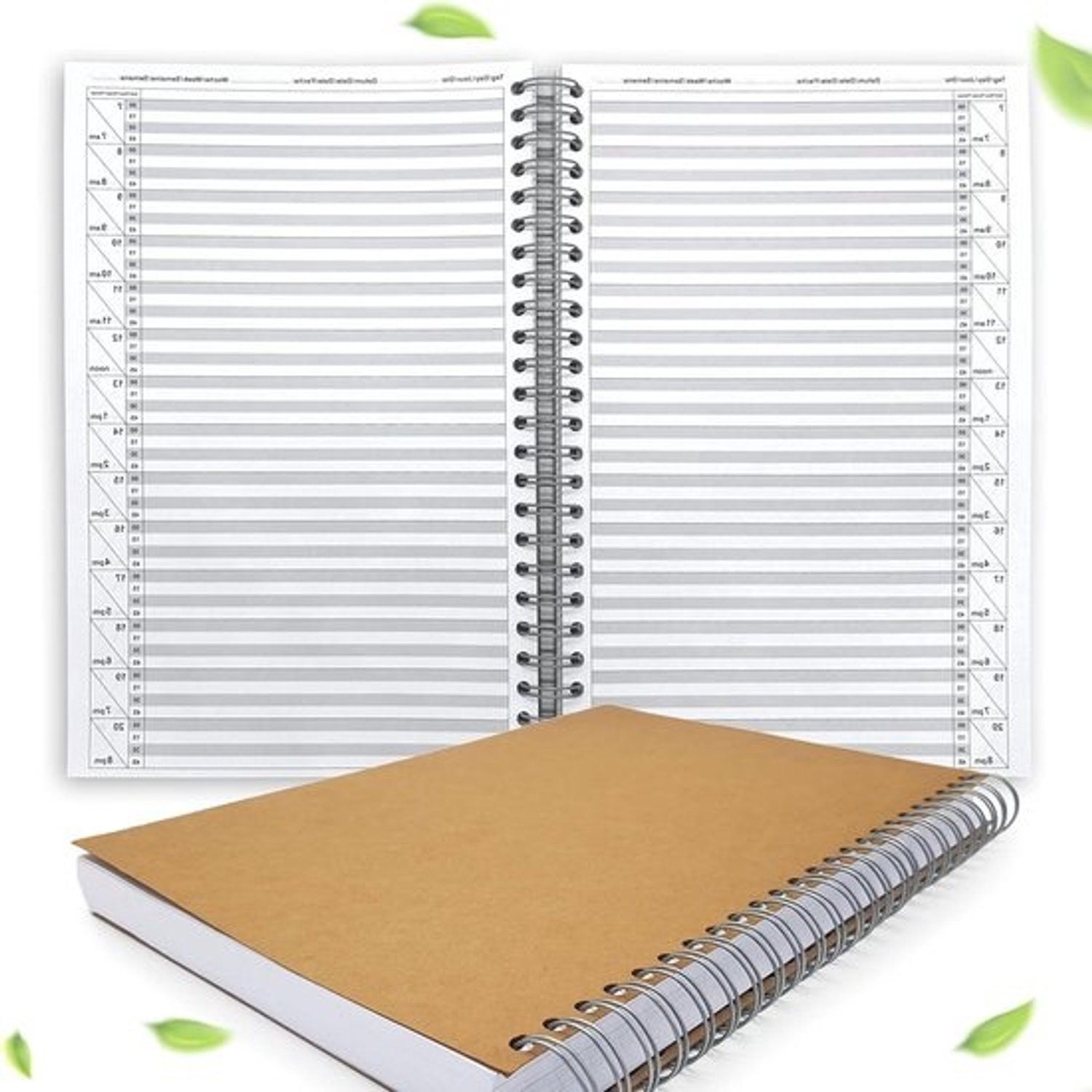 Afsprakenboek Kappers - Agenda Salon Praktijk - Afspraken Plannen - Datum Neutraal - 21 x 31.8 cm - Natuurlijk Bruin