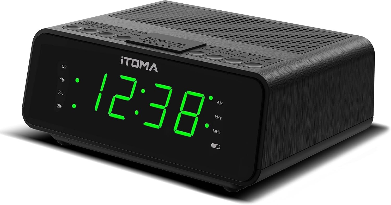 Wekker met AM/FM-radio - Jadegroen - 0,9 inch LED-display - Met Sluimerfunctie en Dubbele Alarmen - Voor Thuisgebruik