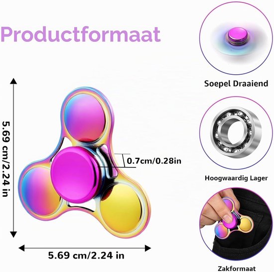 Fidget Spinner - Oranje - - Metalen Anti-Stress Speelgoed voor Kinderen en Volwassenen — afbeelding 4